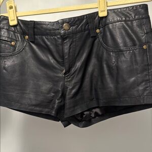 Free People Black Leather High Waist Shorts size 8